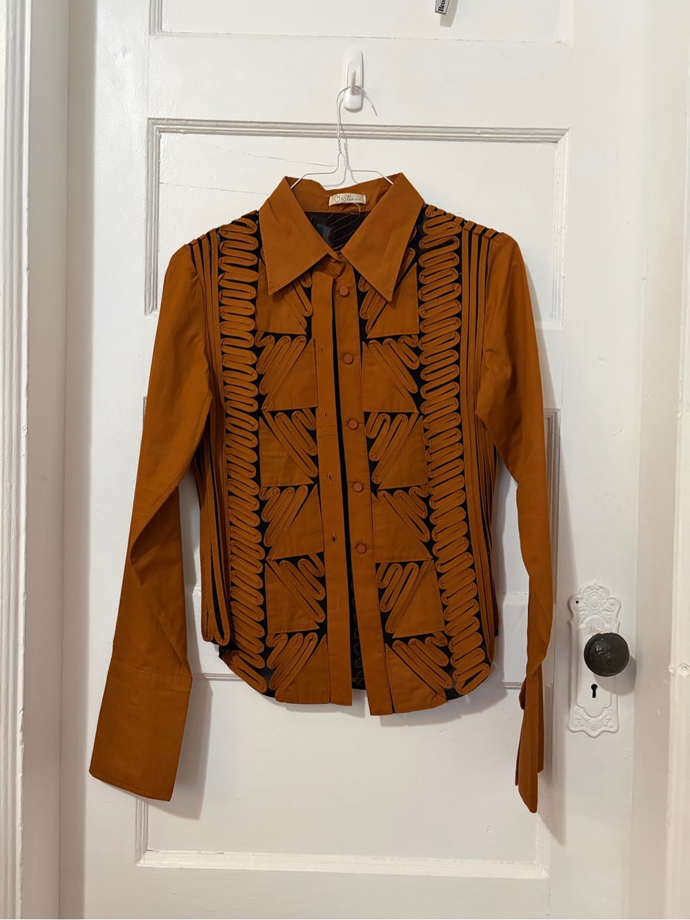 Vintage Funky Embroidered Button-Up Shirt